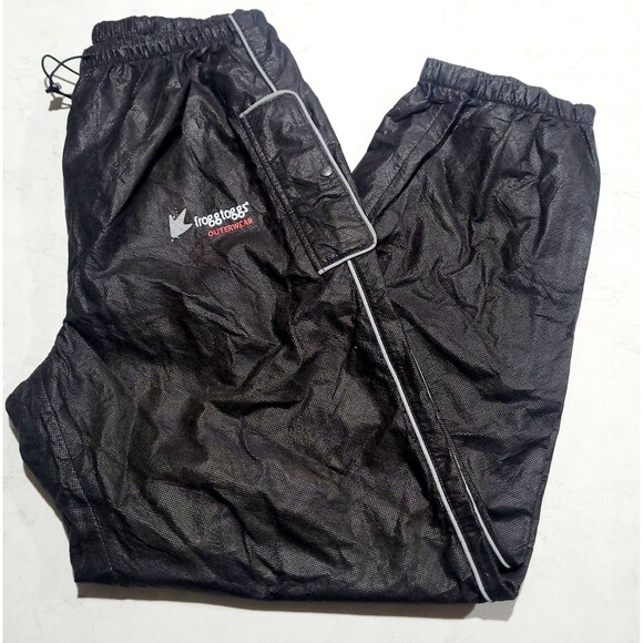 Frogg Toggs Outerwear Black Rain Pants Elastic Drawstring Men's Large NWOT - Picture 1 of 12
